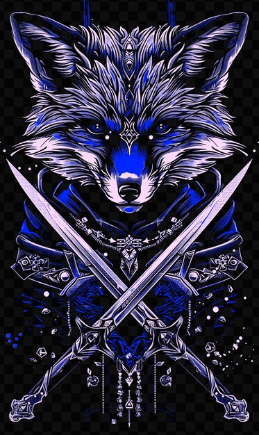 PSD a wolf with a sword and a wolf on the back