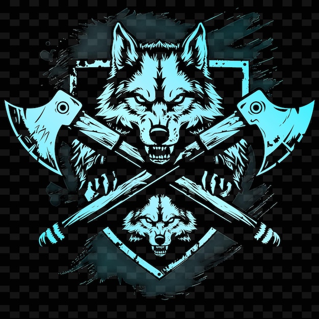 PSD a wolf with a wolf on his back and a wolf with a knife in his mouth