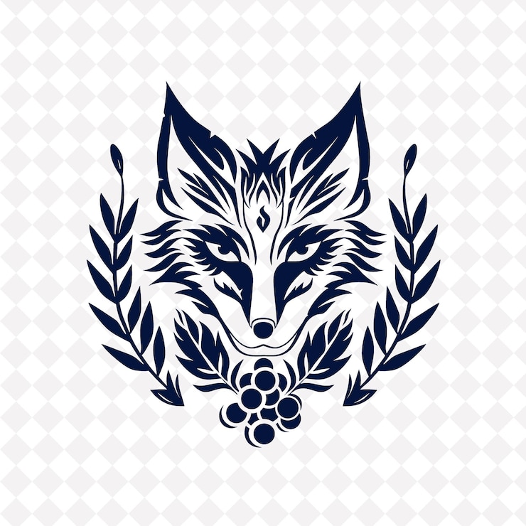 PSD a wolf with a wreath of flowers on it and a pattern of flowers