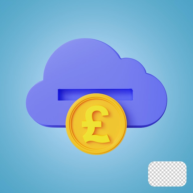 Wolk met pound coin 3d-rendering