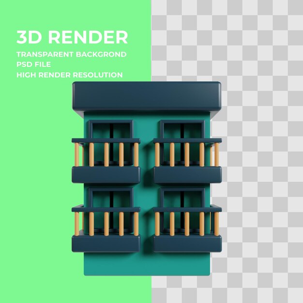 PSD wolkenkrabber 3d illustratie