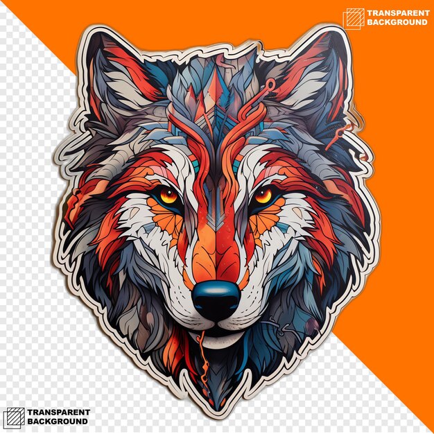 PSD wolves head digital sticker isolated on transparent background