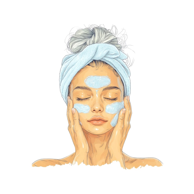 PSD woman applying facial mask