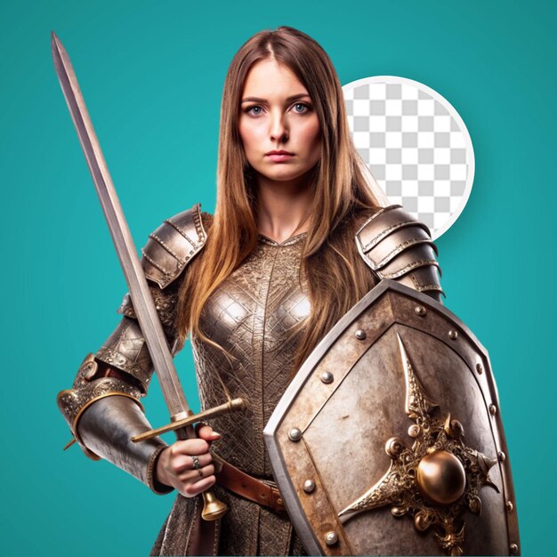 PSD a woman in armor holding a sword