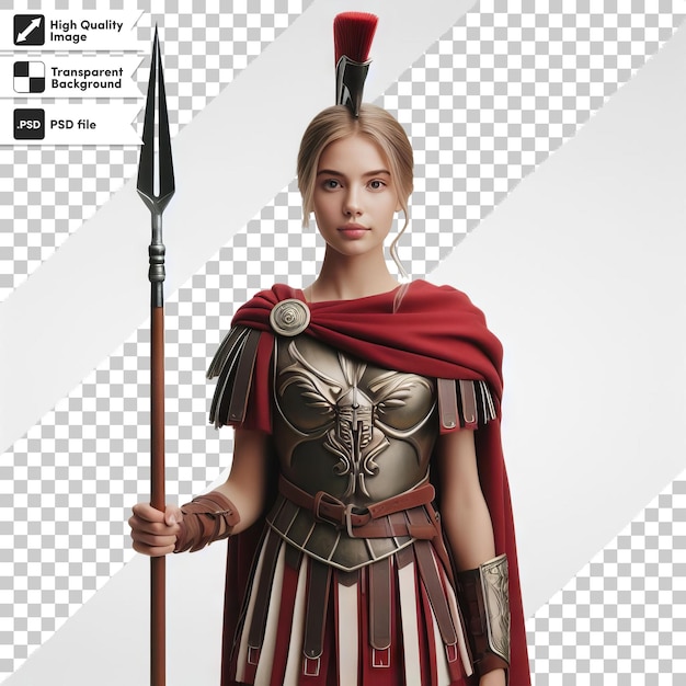 PSD a woman in a armor with a sword and shield on it