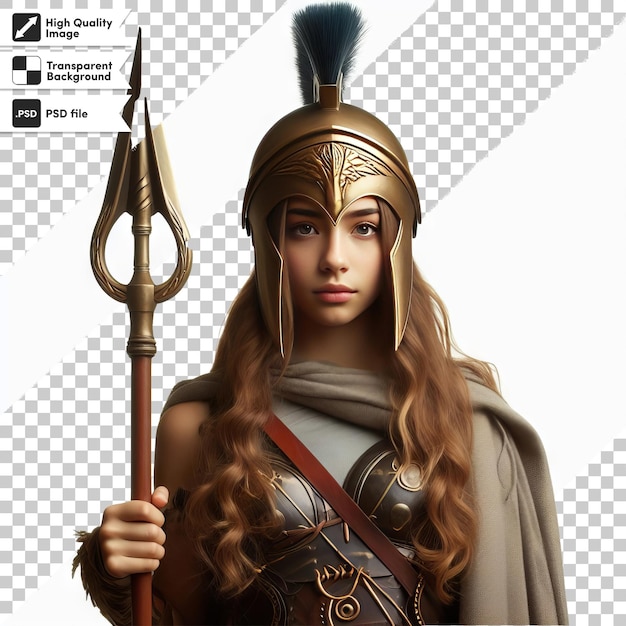 PSD a woman in a armor with a sword and a shield