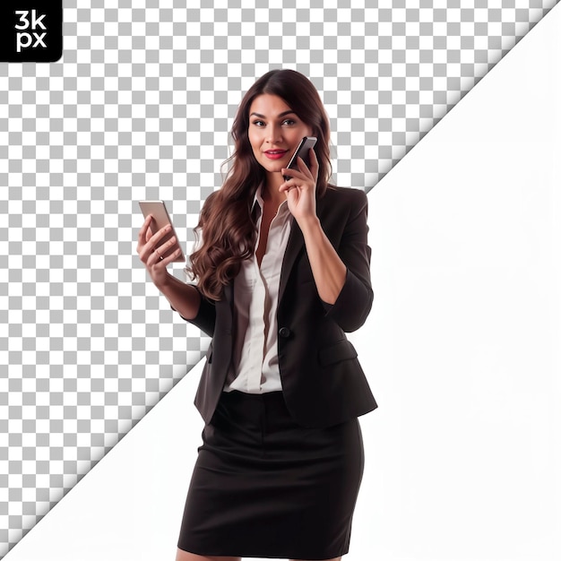 PSD a woman in a business suit talking on a phone