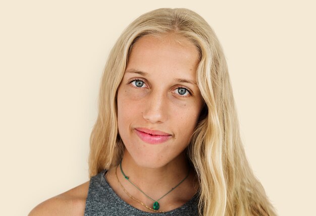 Woman Cheerful Studio Portrait Concept