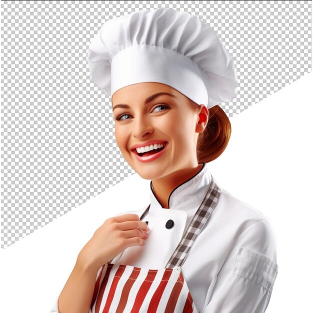 PSD una donna con un cappello da chef sorride alla telecamera