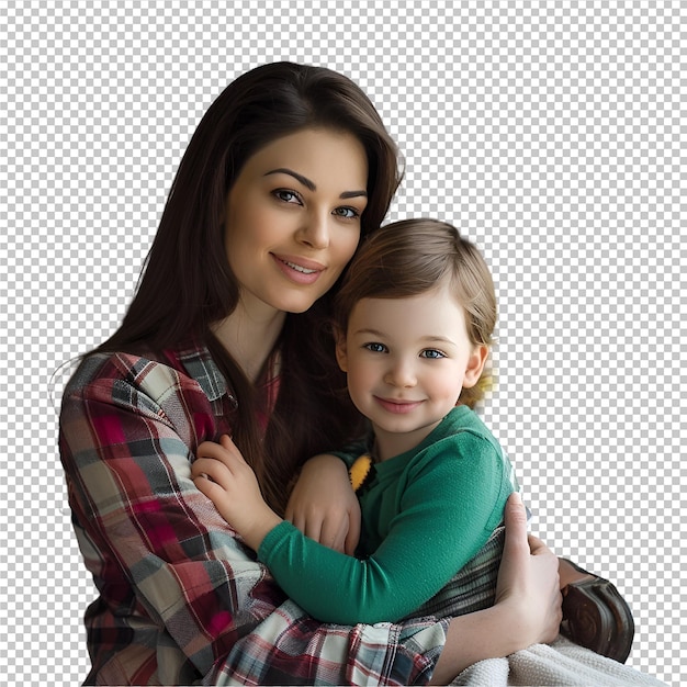 PSD a woman and a child are hugging each other