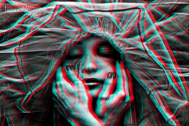カラフルな写真効果デザインの女性 Psd