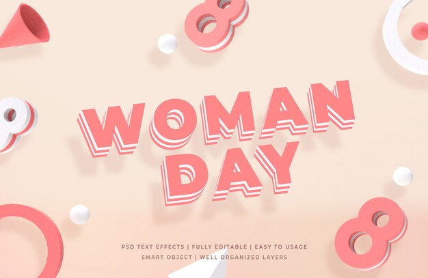 Woman day 3d text style