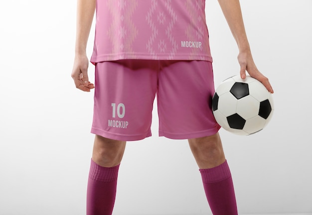 PSD woman dressed in soccer mock-up kit