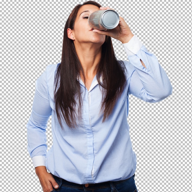 PSD woman drinking beer