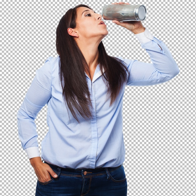 PSD woman drinking beer