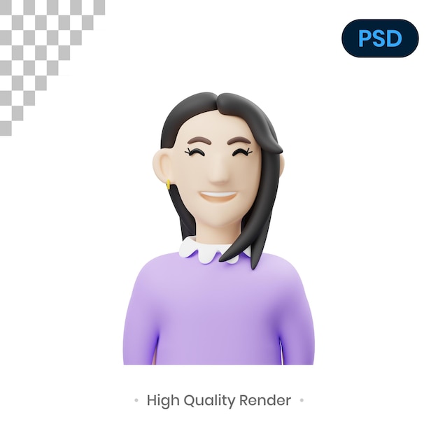 Woman employee 3d render illustration premium psd