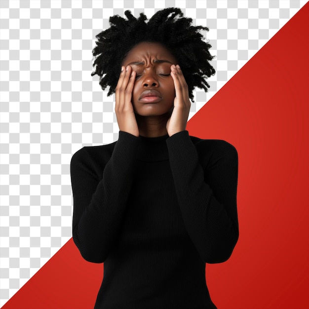 woman feeling fatigue headache frustration portrait female