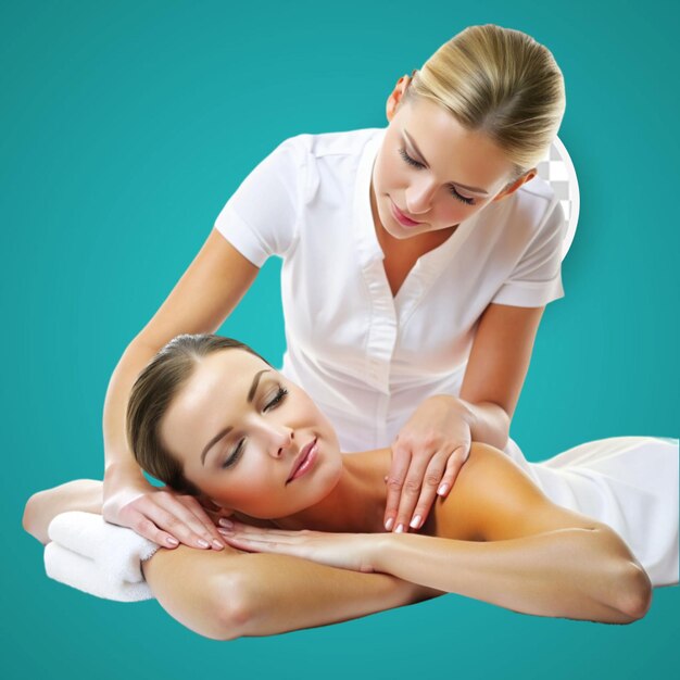 PSD woman getting a back massage from female masseur