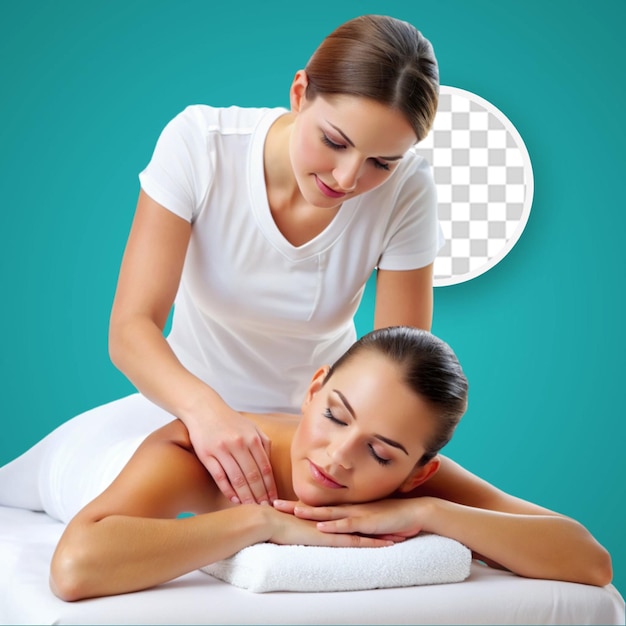 PSD woman getting a back massage from female masseur