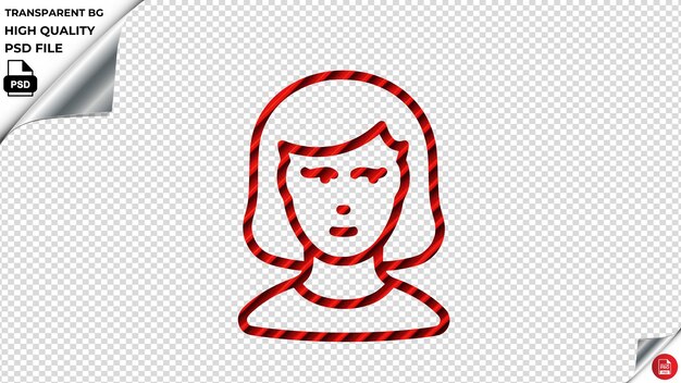 PSD woman girl user human avatar vector icon red striped tile psd transparent