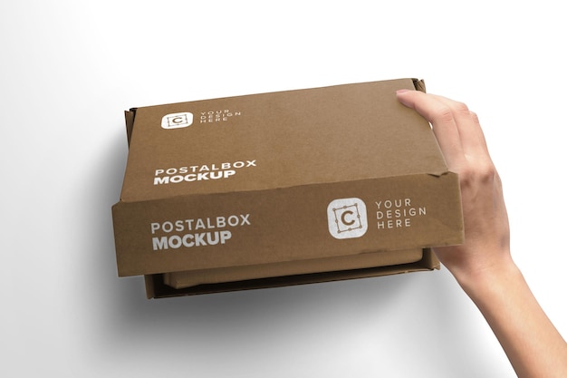 PSD woman hand opening postal box mockup closeup lid