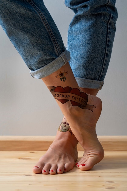 Woman having tattoo mockup