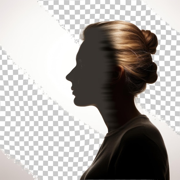 PSD woman head in the shadow of a man head isolated on transparent background