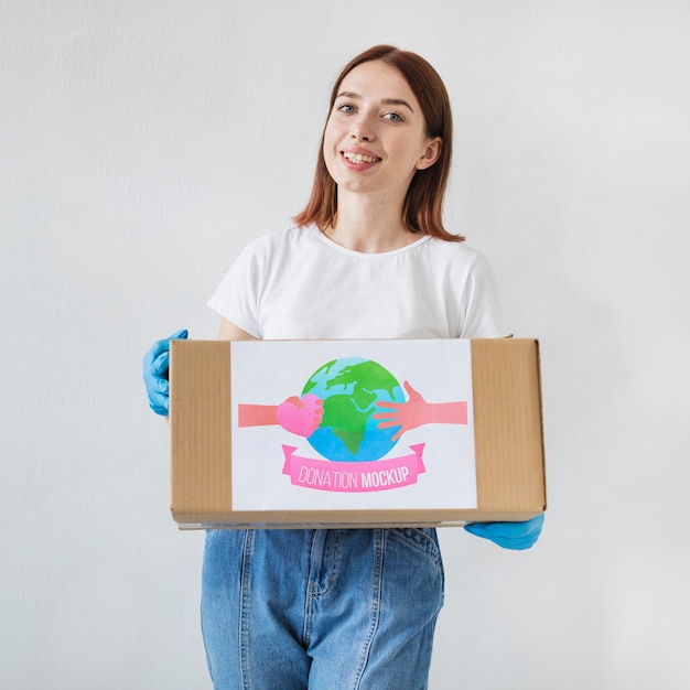 Woman helping with donations