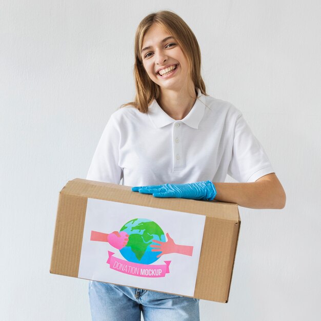 Woman helping with donations