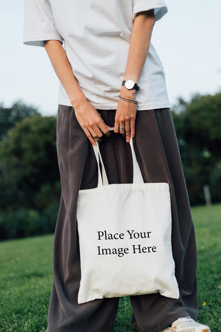 PSD a woman holding a bag in summer
