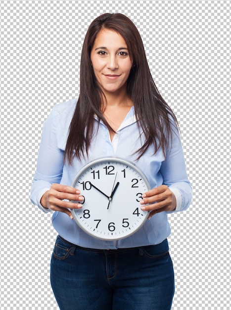 PSD woman holding clock