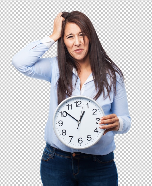 PSD woman holding clock