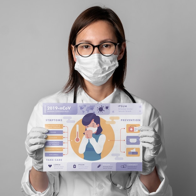woman holding coronavirus poster mock-up