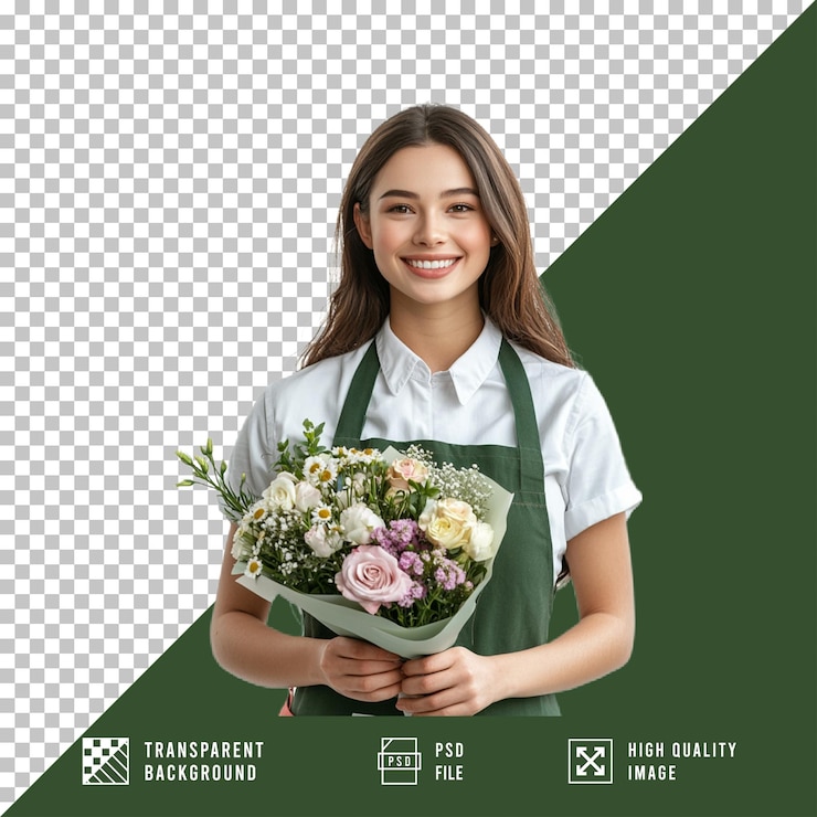 PSD женщина с цветами