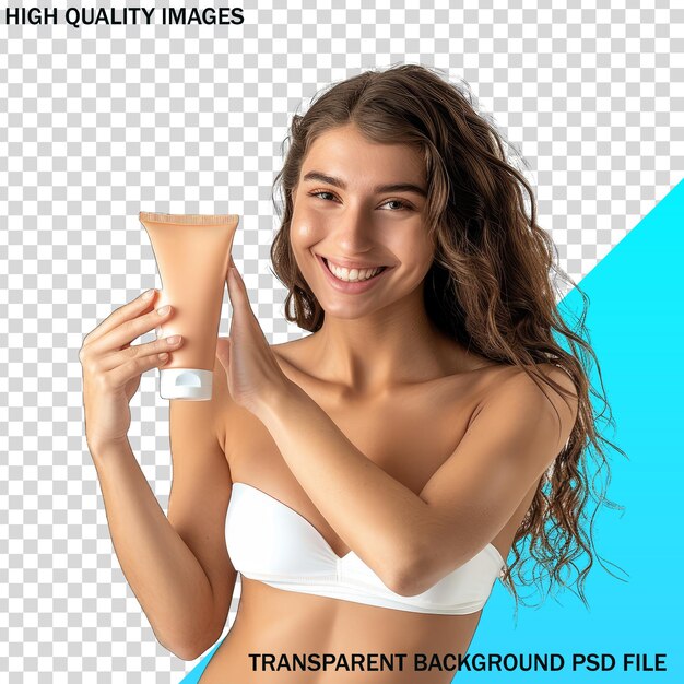 PSD a woman holding a glass of water and a picture of a woman holding a glass