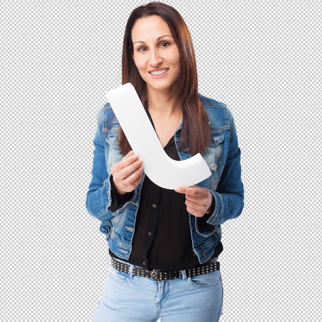 Woman holding the J letter