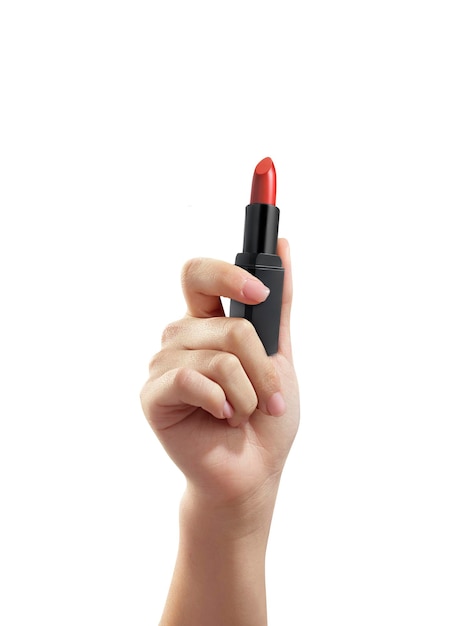 PSD woman holding lipstick transparent background