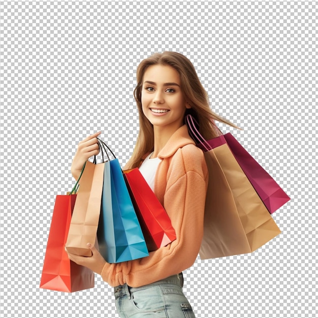 PSD woman holding shopping bags