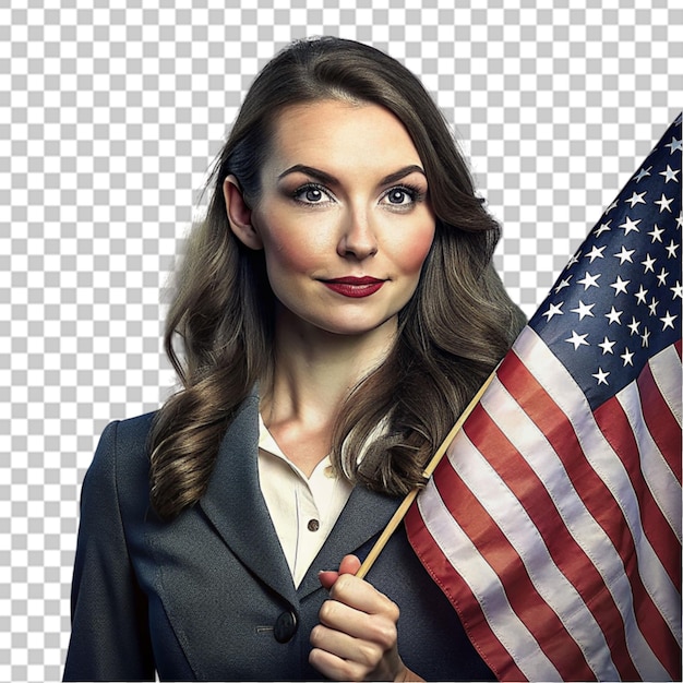 PSD woman holding usa flag