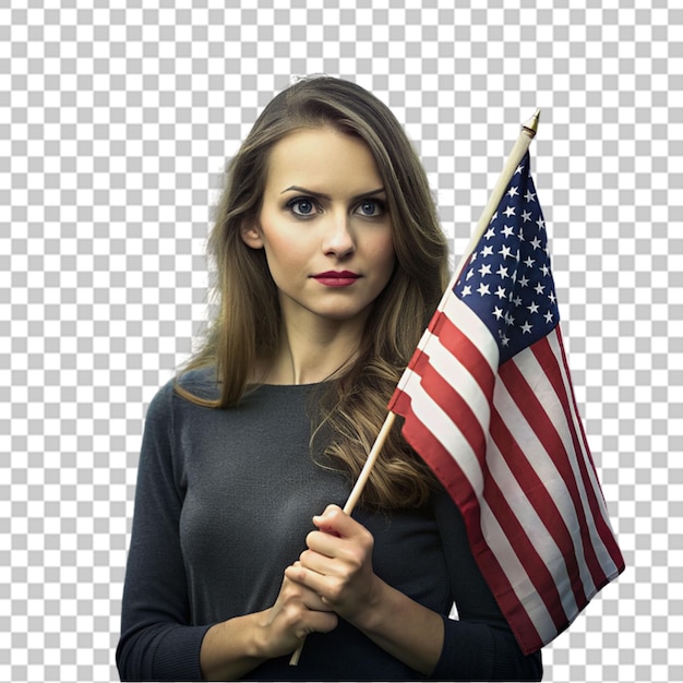 PSD woman holding usa flag