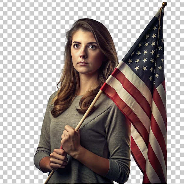 PSD woman holding usa flag