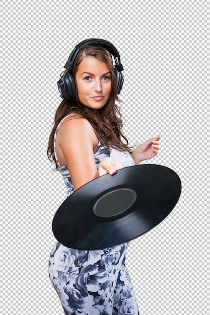 Woman holding a vinyl