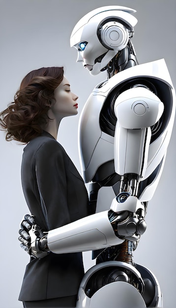 PSD woman hugging a robot