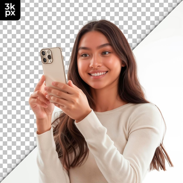 A woman is taking a selfie photo with a camera