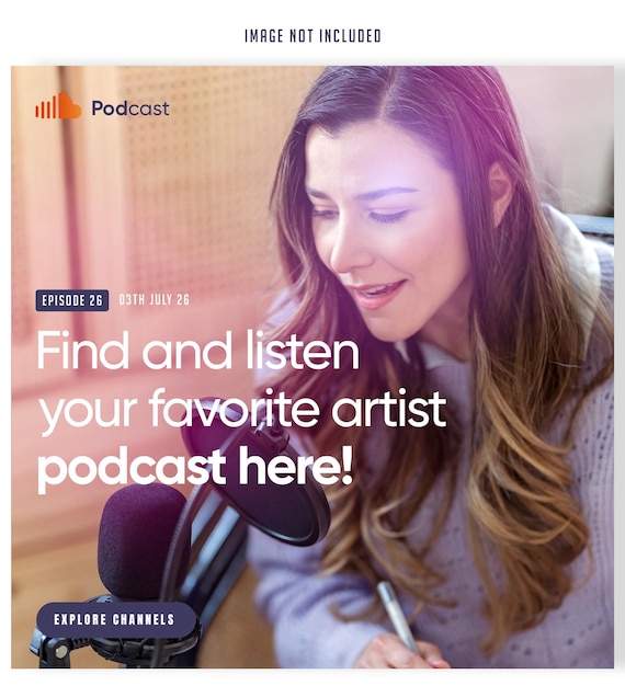 PSD a woman is writing in a podcast page