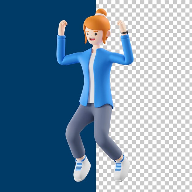 PSD woman jumping 3d illustration