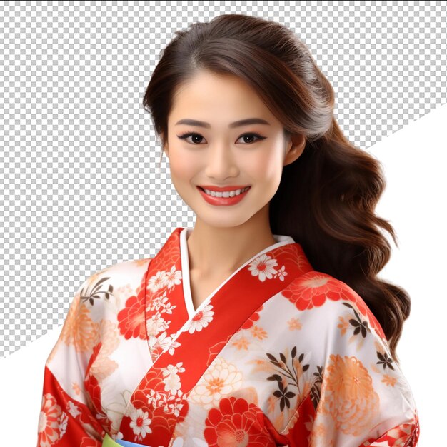 PSD a woman in a kimono with a red kimono on it