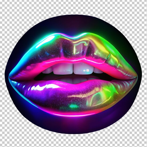 PSD woman lips neon fashion