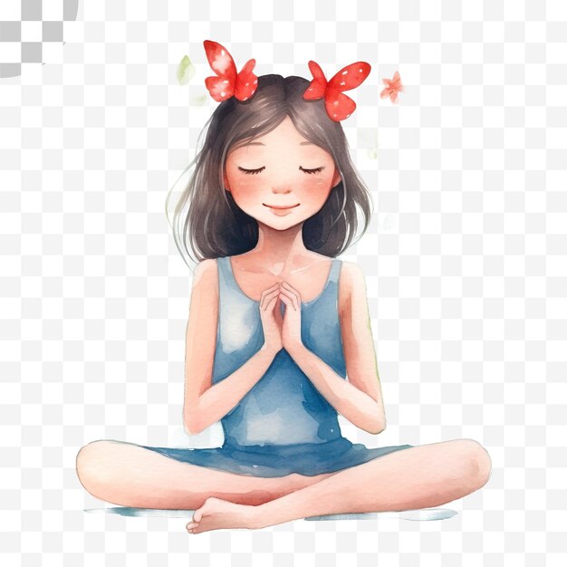 PSD woman meditating yoga girl