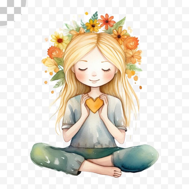 PSD woman meditating yoga girl